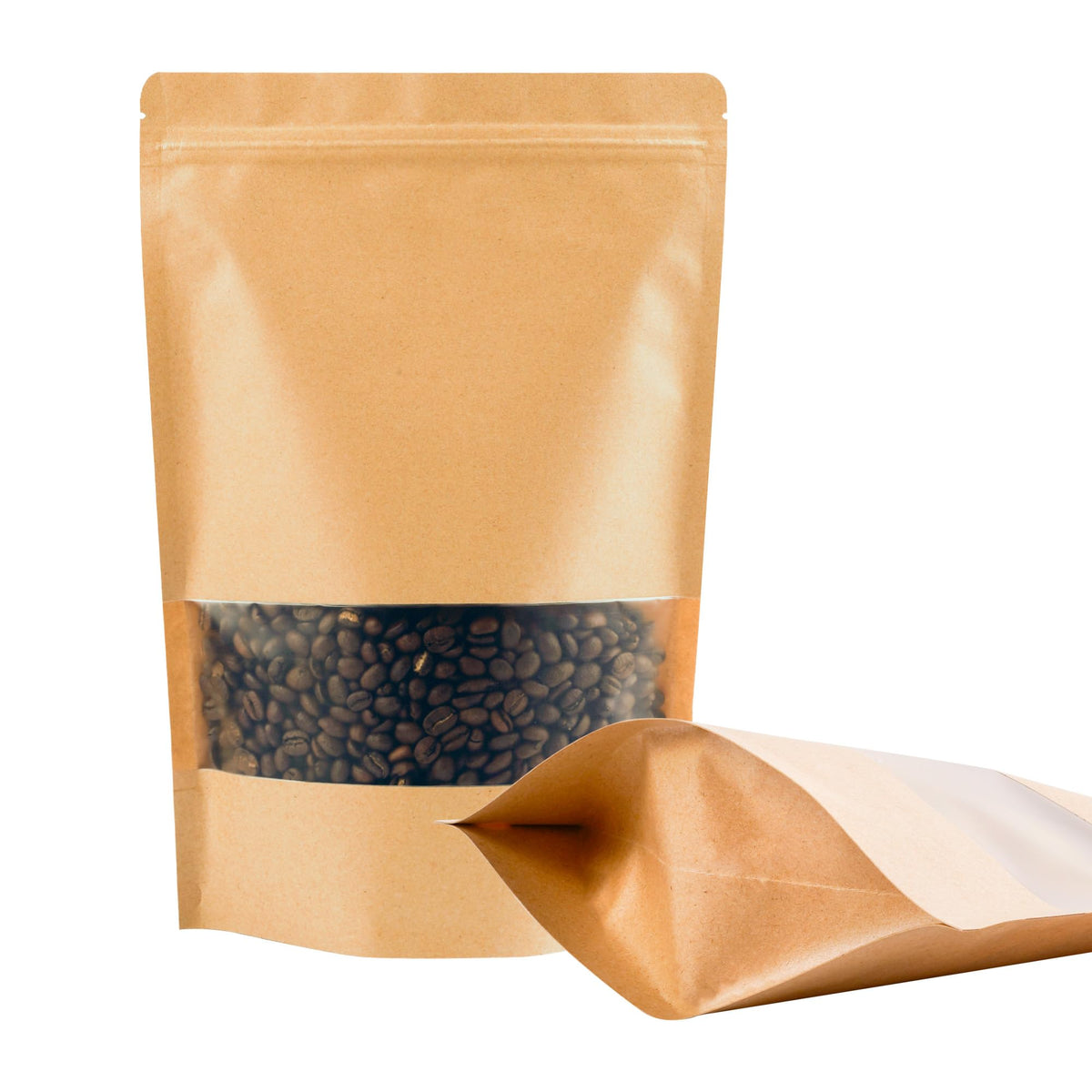 Packaging 100PCS Resealable Bags for Food Storage Kraft Paper Bags with Window Stand Up Treat Bag Reusable for Candy Cookie Heat Seal Paper Bags for Small Business(3.9" X 5.9")