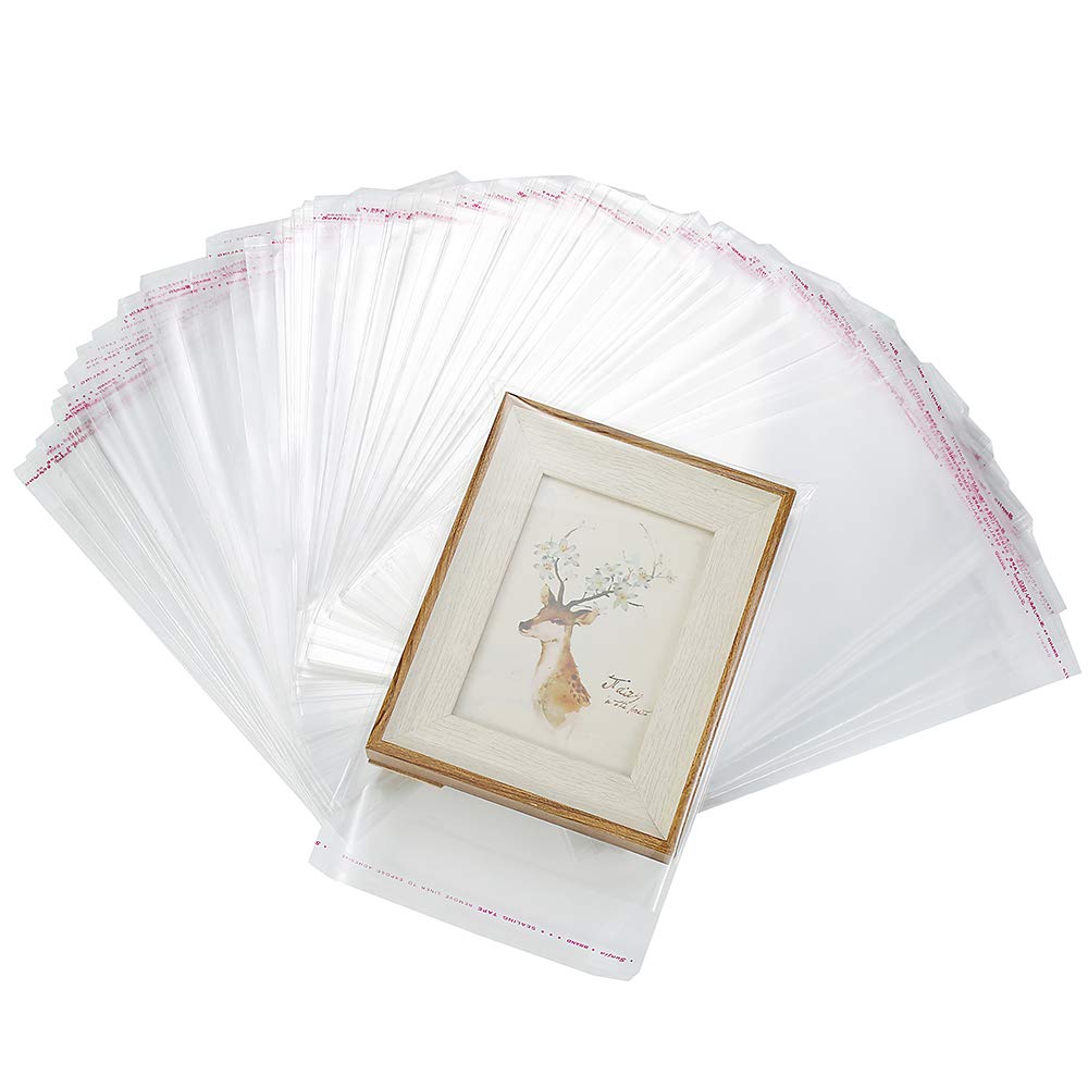200 Pack 6" x 7" Thick Clear Resealable Cello Self Adhesive Seal Bags Packaging Bakery Cookie Cards Gifts Cellophane Poly Bags